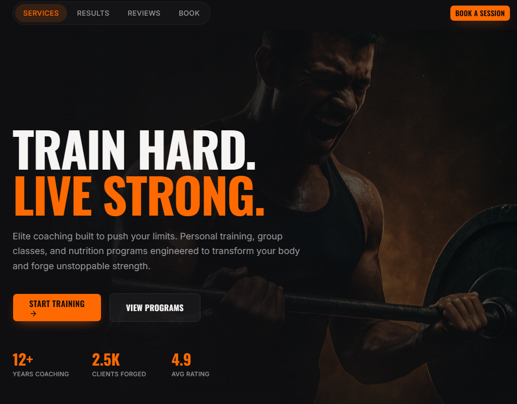 Forge Performance — Fitness & Personal Training website template preview