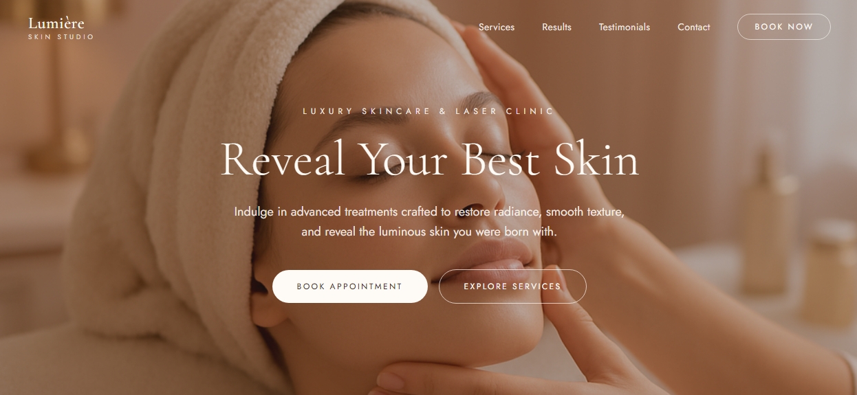 Lumière Skin Studio — Skincare & Beauty website template preview